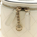 CHANEL Matelasse Chain Shoulder Bag Leather White Gold CC Auth bs35547SAM-16