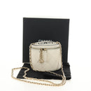 CHANEL Matelasse Chain Shoulder Bag Leather White Gold CC Auth bs35547SAM-25