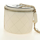 CHANEL Matelasse Chain Shoulder Bag Leather White Gold CC Auth bs35547SAM-5