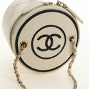 CHANEL Matelasse Chain Shoulder Bag Leather White Gold CC Auth bs35547SAM-6
