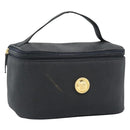 Gianni Versace Vanity Hand Bag Leather Black Gold Auth bs35548-1