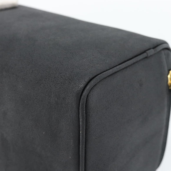 Gianni Versace Vanity Hand Bag Leather Black Gold Auth bs35548