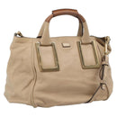 Chloe Etel Hand Bag Leather 2way Beige Gold Auth bs35549-1