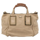 Chloe Etel Hand Bag Leather 2way Beige Gold Auth bs35549-13