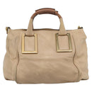 Chloe Etel Hand Bag Leather 2way Beige Gold Auth bs35549-2