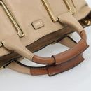 Chloe Etel Hand Bag Leather 2way Beige Gold Auth bs35549-7