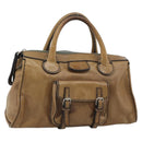 Chloe Hand Bag Leather Brown Silver Auth bs35550-1