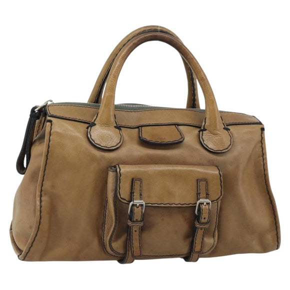 Chloe Hand Bag Leather Brown Silver Auth bs35550