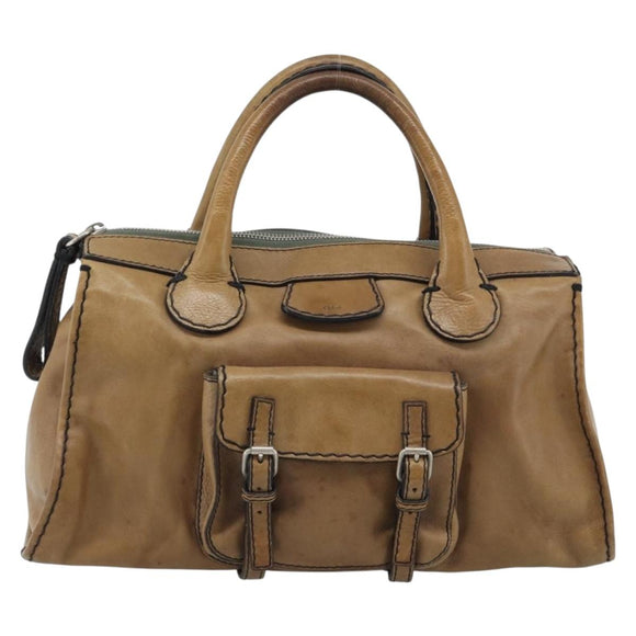 Chloe Hand Bag Leather Brown Silver Auth bs35550