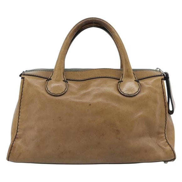 Chloe Hand Bag Leather Brown Silver Auth bs35550