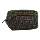 FENDI Zucca Canvas Clutch Bag Black Brown Auth bs35551-1