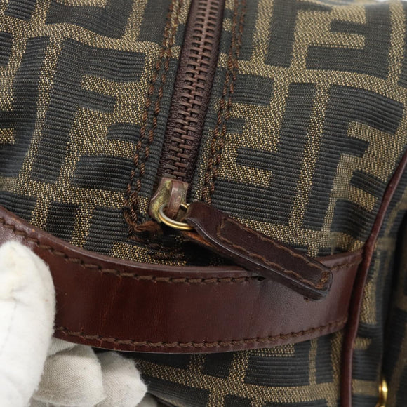 FENDI Zucca Canvas Clutch Bag Black Brown Auth bs35551