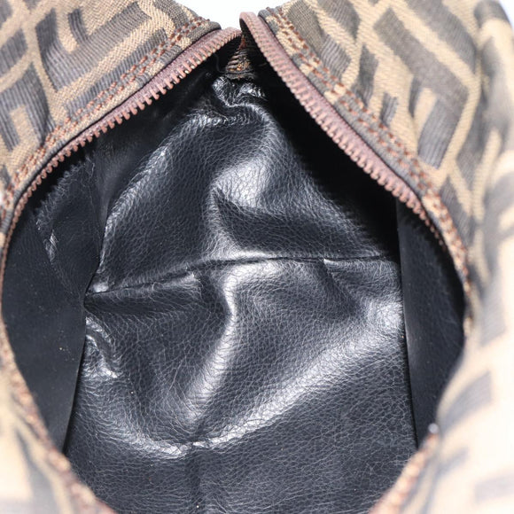 FENDI Zucca Canvas Clutch Bag Black Brown Auth bs35551