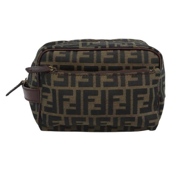 FENDI Zucca Canvas Clutch Bag Black Brown Auth bs35551