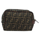 FENDI Zucca Canvas Clutch Bag Black Brown Auth bs35551-2