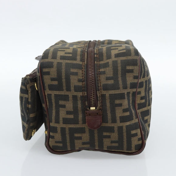 FENDI Zucca Canvas Clutch Bag Black Brown Auth bs35551