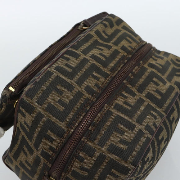 FENDI Zucca Canvas Clutch Bag Black Brown Auth bs35551