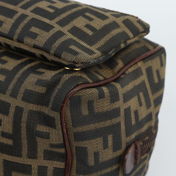 FENDI Zucca Canvas Clutch Bag Black Brown Auth bs35551