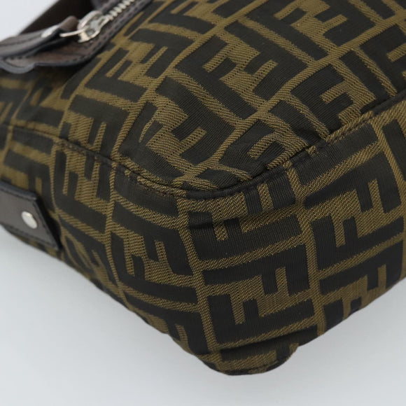 FENDI Zucca Canvas Shoulder Bag Black Brown Auth bs35552