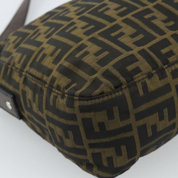 FENDI Zucca Canvas Shoulder Bag Black Brown Auth bs35552