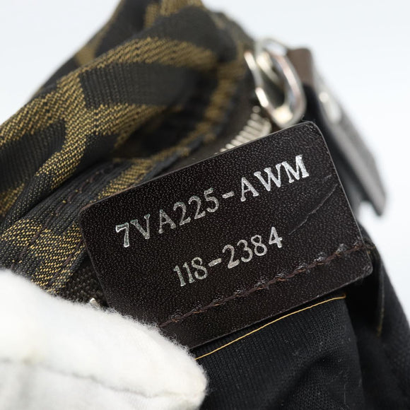 FENDI Zucca Canvas Shoulder Bag Black Brown Auth bs35552