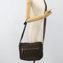 FENDI Zucca Canvas Shoulder Bag Black Brown Auth bs35552-21