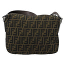 FENDI Zucca Canvas Shoulder Bag Black Brown Auth bs35552-2