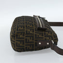 FENDI Zucca Canvas Shoulder Bag Black Brown Auth bs35552-4