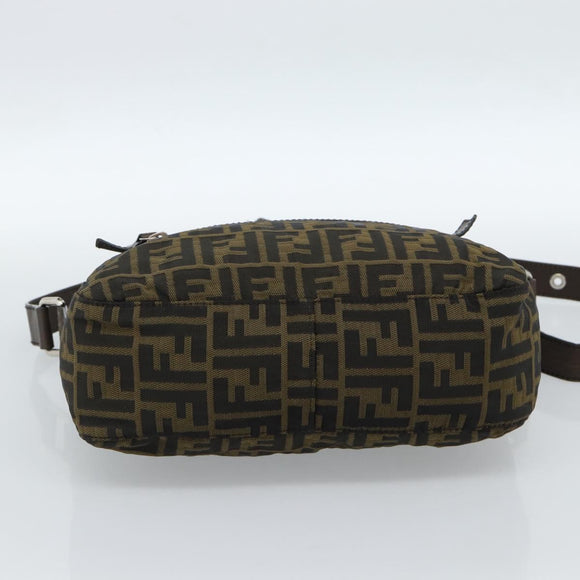 FENDI Zucca Canvas Shoulder Bag Black Brown Auth bs35552