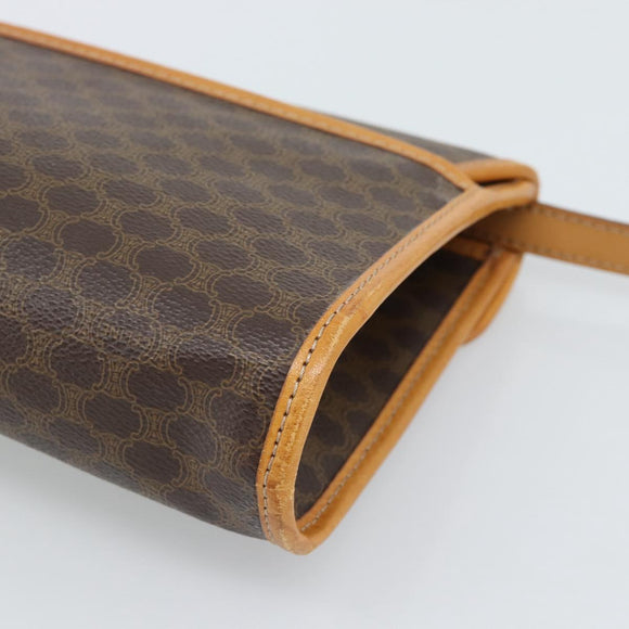 CELINE Macadam Canvas Shoulder Bag PVC Leather Brown Gold Auth bs35555