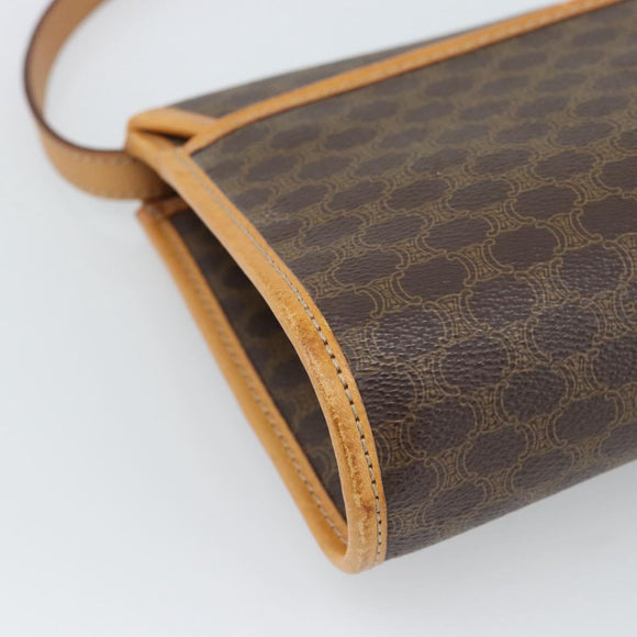 CELINE Macadam Canvas Shoulder Bag PVC Leather Brown Gold Auth bs35555