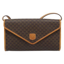 CELINE Macadam Canvas Shoulder Bag PVC Leather Brown Gold Auth bs35555-13