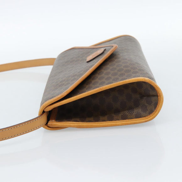 CELINE Macadam Canvas Shoulder Bag PVC Leather Brown Gold Auth bs35555