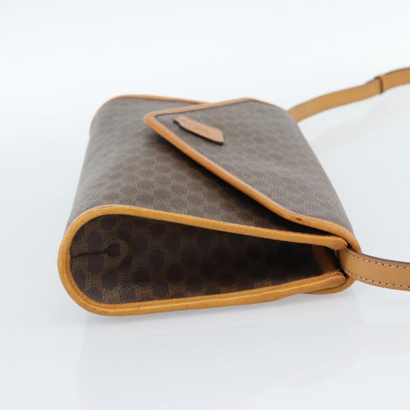 CELINE Macadam Canvas Shoulder Bag PVC Leather Brown Gold Auth bs35555
