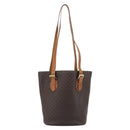 CELINE Macadam Canvas Tote Bag PVC Leather Brown Gold Auth bs35562-3