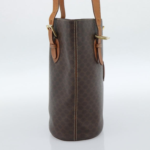 CELINE Macadam Canvas Tote Bag PVC Leather Brown Gold Auth bs35562