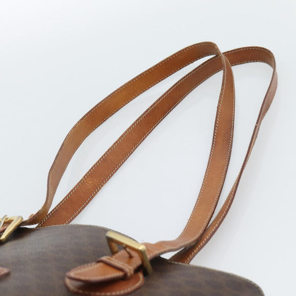 CELINE Macadam Canvas Tote Bag PVC Leather Brown Gold Auth bs35562