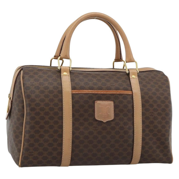 CELINE Macadam Canvas Hand Bag PVC Leather Brown Gold Auth bs35569A