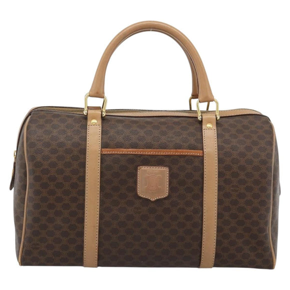 CELINE Macadam Canvas Hand Bag PVC Leather Brown Gold Auth bs35569A
