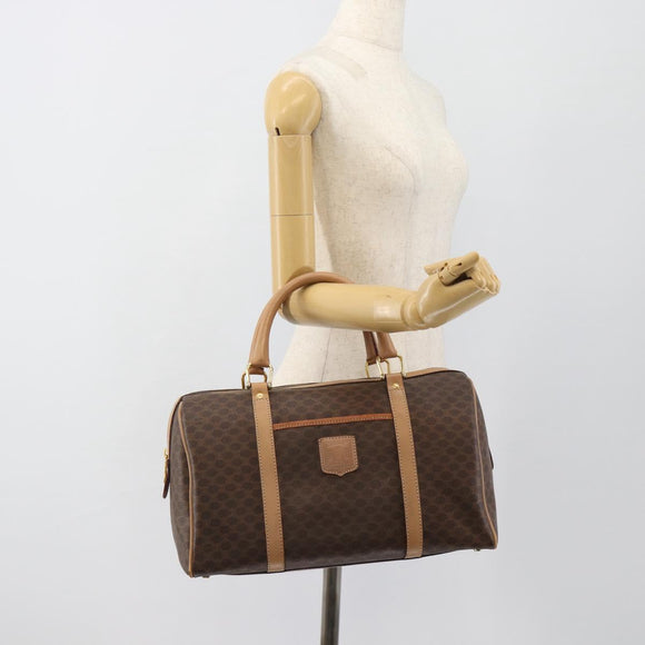 CELINE Macadam Canvas Hand Bag PVC Leather Brown Gold Auth bs35569A
