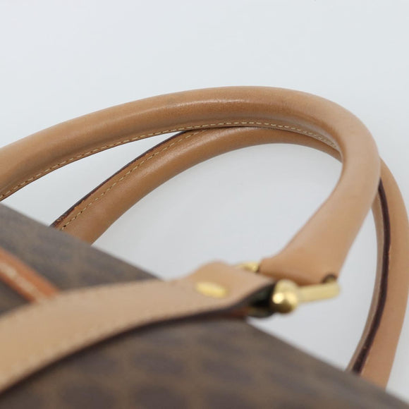 CELINE Macadam Canvas Hand Bag PVC Leather Brown Gold Auth bs35569A