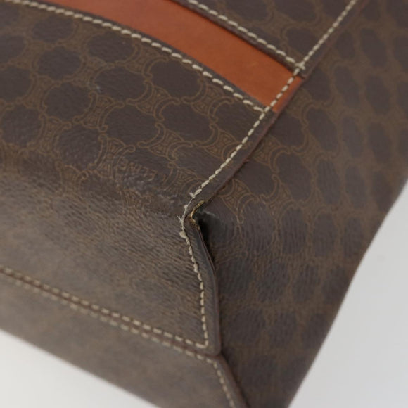 CELINE Macadam Canvas Hand Bag PVC Leather Brown Gold Auth bs35570