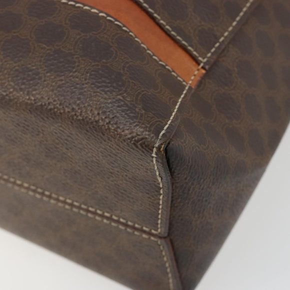 CELINE Macadam Canvas Hand Bag PVC Leather Brown Gold Auth bs35570