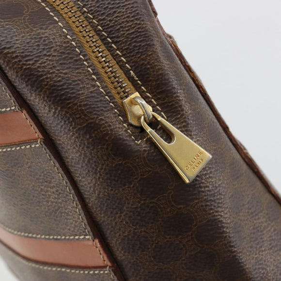 CELINE Macadam Canvas Hand Bag PVC Leather Brown Gold Auth bs35570
