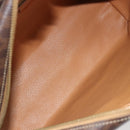CELINE Macadam Canvas Hand Bag PVC Leather Brown Gold Auth bs35570-18