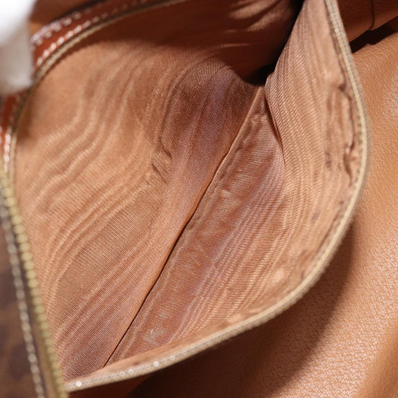 CELINE Macadam Canvas Hand Bag PVC Leather Brown Gold Auth bs35570