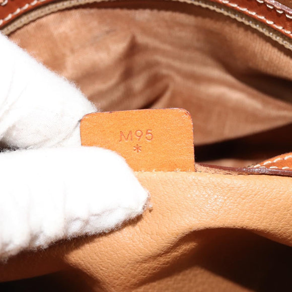 CELINE Macadam Canvas Hand Bag PVC Leather Brown Gold Auth bs35570