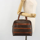 CELINE Macadam Canvas Hand Bag PVC Leather Brown Gold Auth bs35570-25