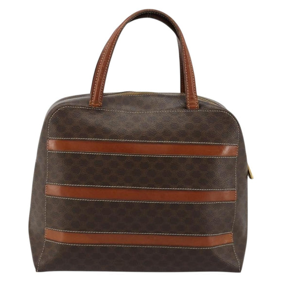 CELINE Macadam Canvas Hand Bag PVC Leather Brown Gold Auth bs35570