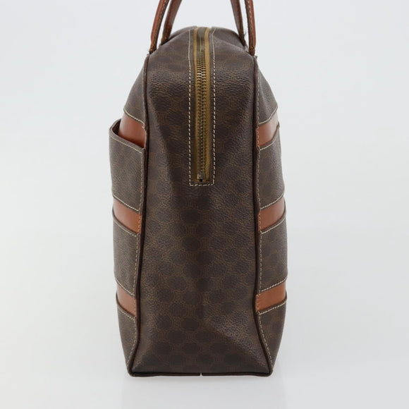 CELINE Macadam Canvas Hand Bag PVC Leather Brown Gold Auth bs35570